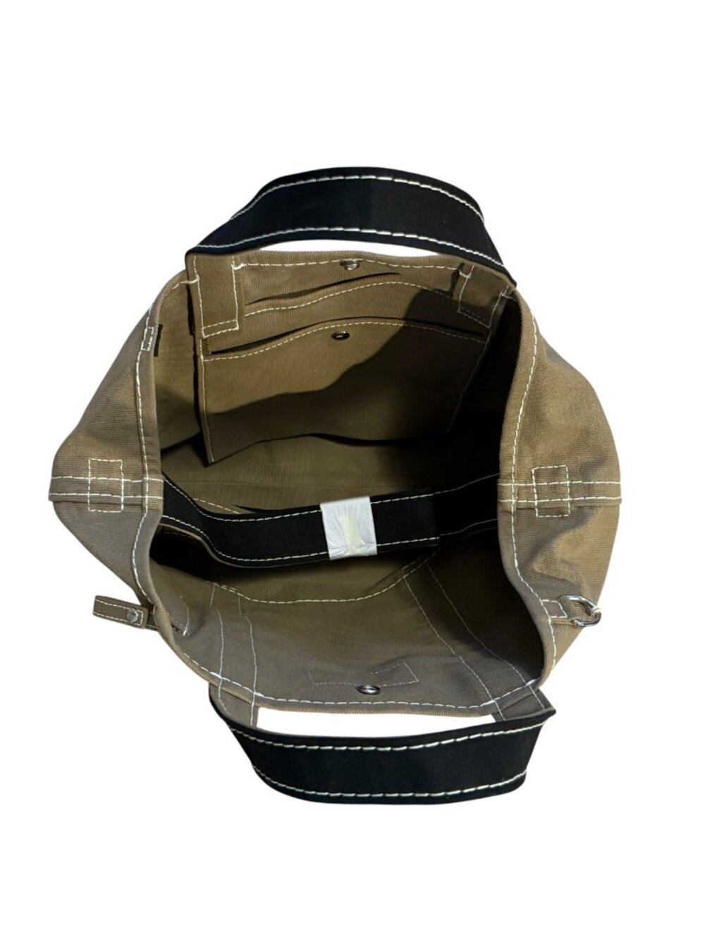 Merci Paris Candide Shopping Bag Canvas Olive/Noir NWT - Picture 4 of 4